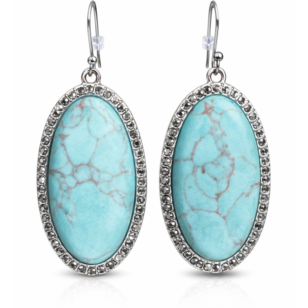 Sterling Silver and Turquoise Oval Earrings